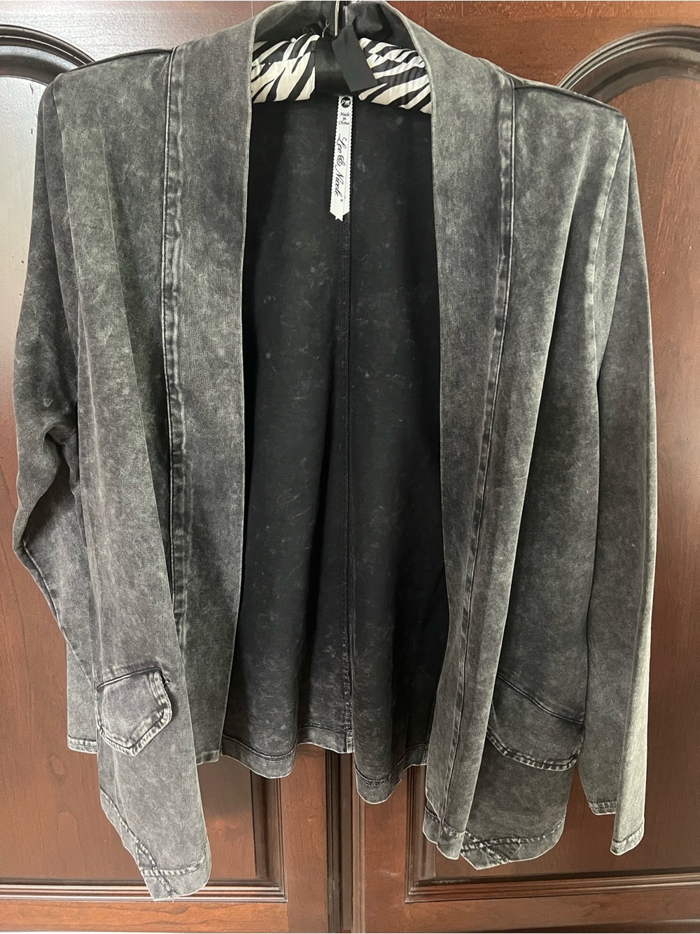 Leo & Nicole Washed Black Open-Front Blazer